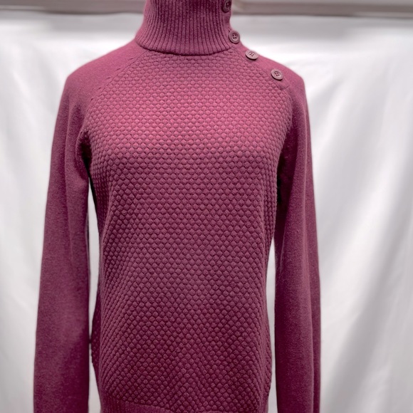 North Face Knit Button up Neck Turtleneck Sweater Burgundy Sz Large - Picture 2 of 10
